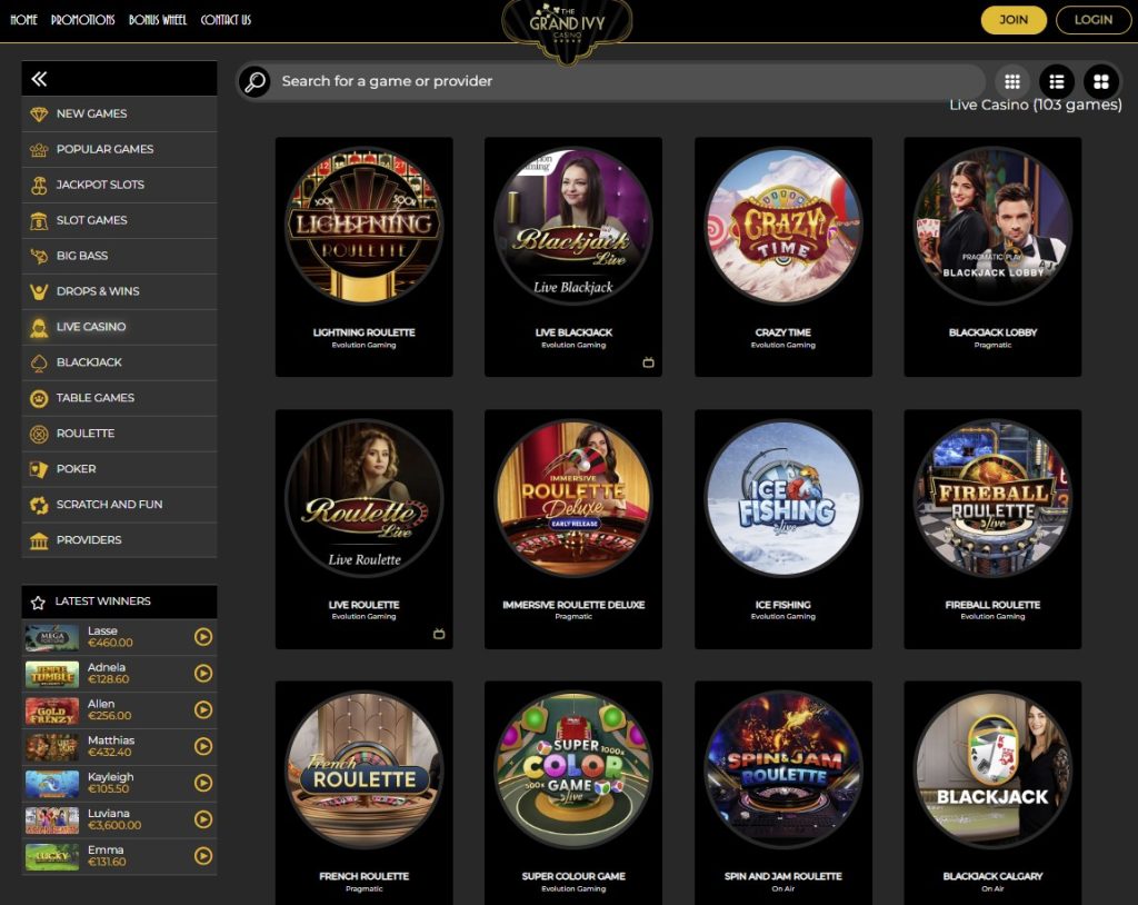 Live dealer at Grand Ivy