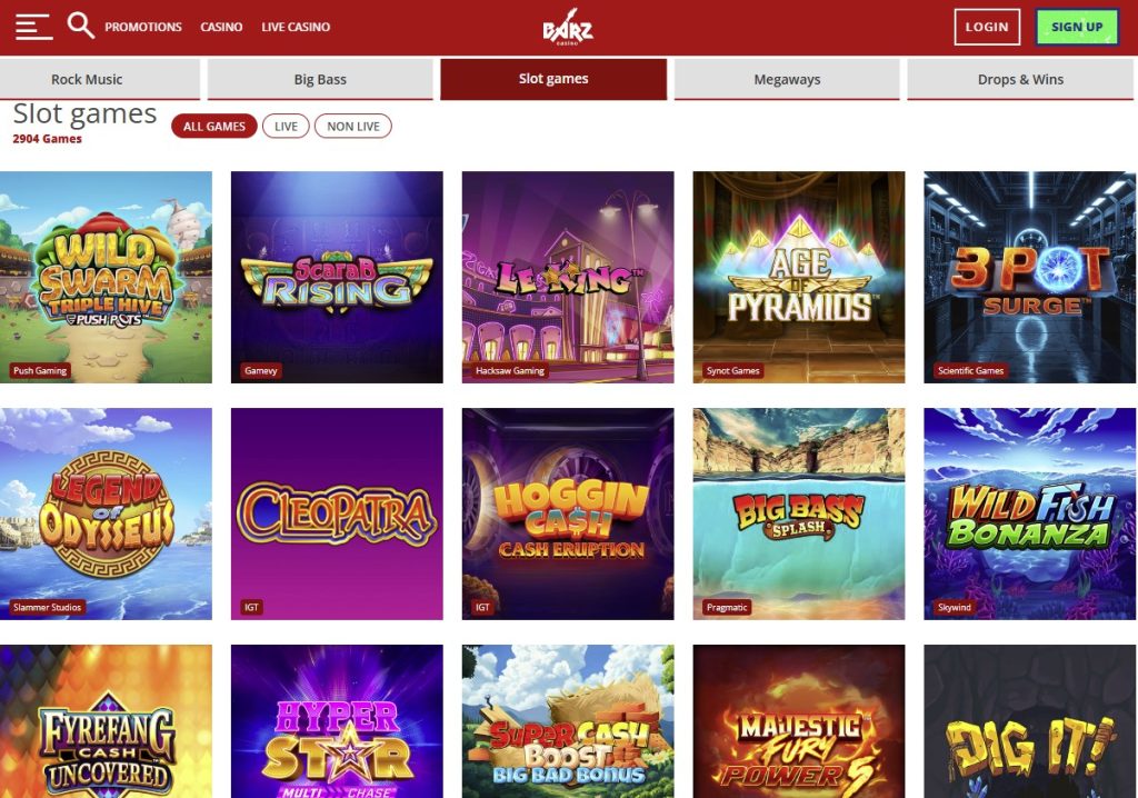 New Barz slots games selection