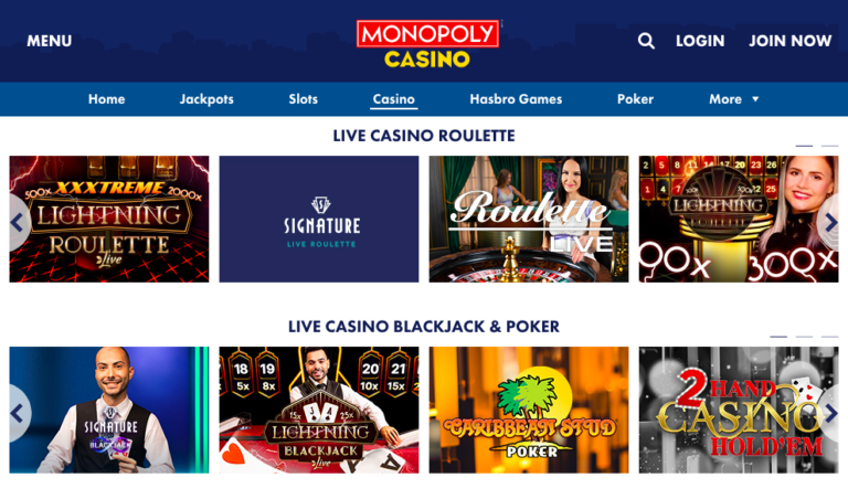 Monopoly Live Dealer Tables