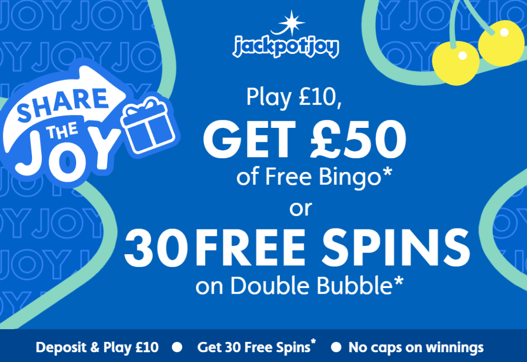 30 free spins on Double Bubble or 50 bingo tickets bonus uk