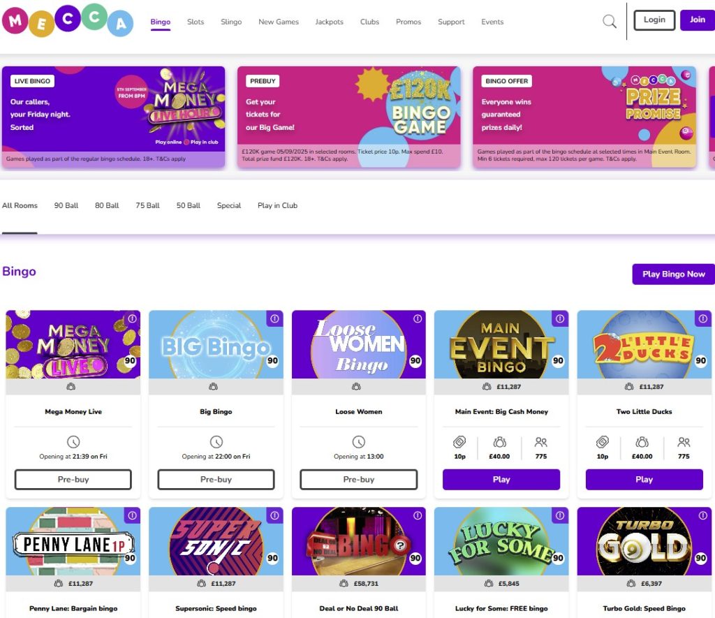 mecca bingo games selection