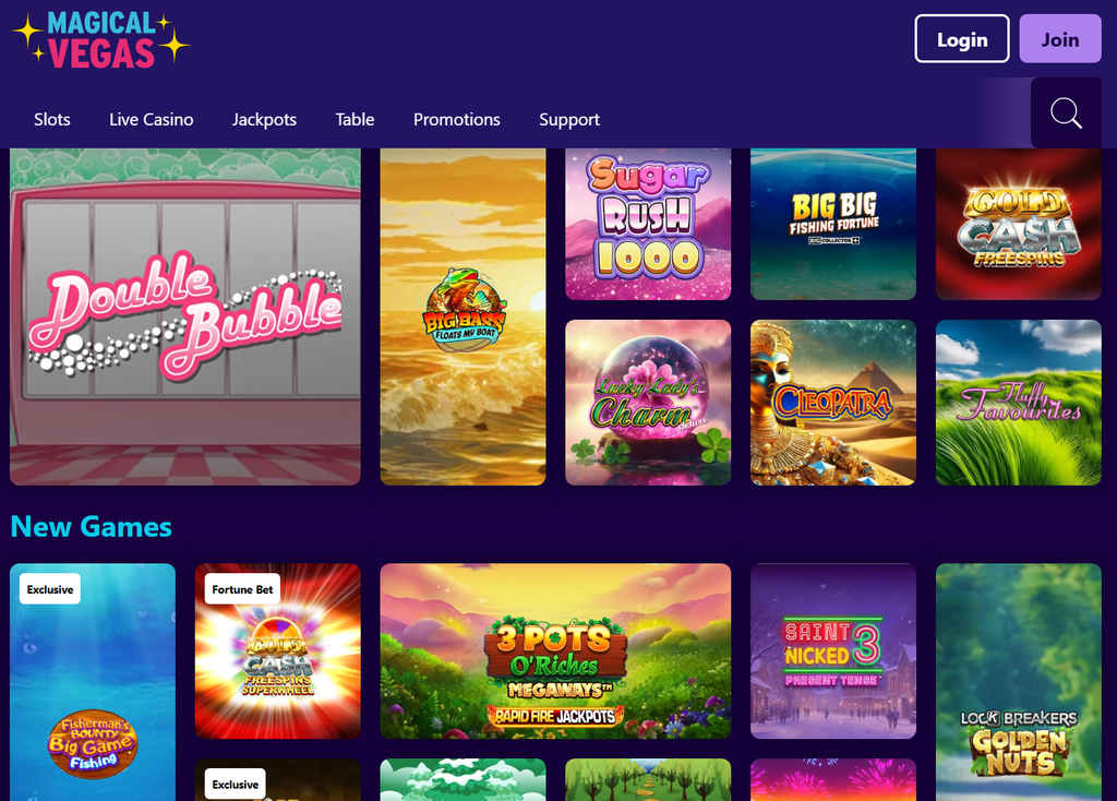 Magical Vegas Casino Games Selection