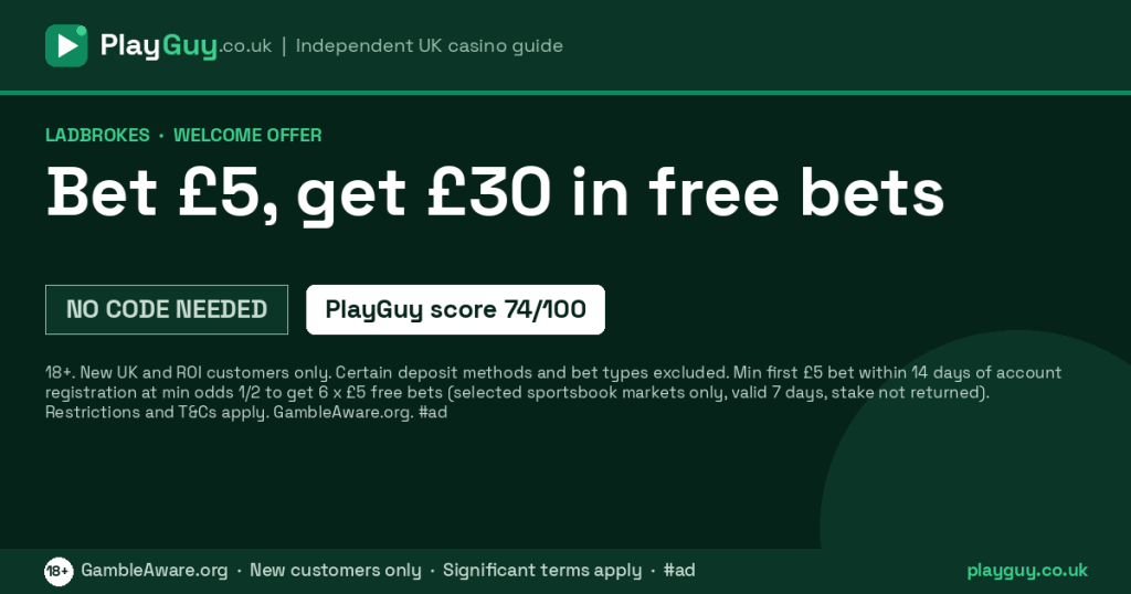 Ladbrokes welcome offer: Bet £5, get £30 in free bets