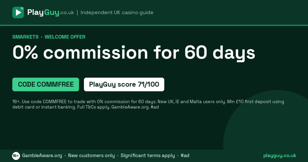 Smarkets welcome offer: 0% commission for 60 days