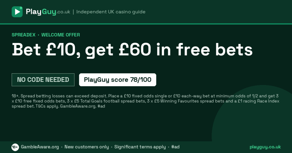 Spreadex welcome offer: Bet £10, get £60 in free bets